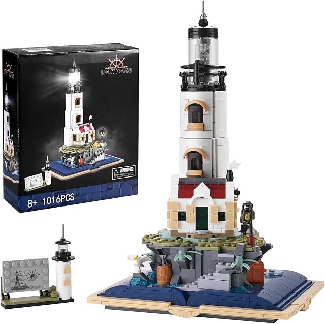 IKUPER Ideas Lighthouse Building Kit with Glowing Rotating Light, Collectible Display Model Set, Creative Home Décor Accessory for Adults, STEM Projects for Kids Boys Girls Ages 8-12 + (1016PCS)