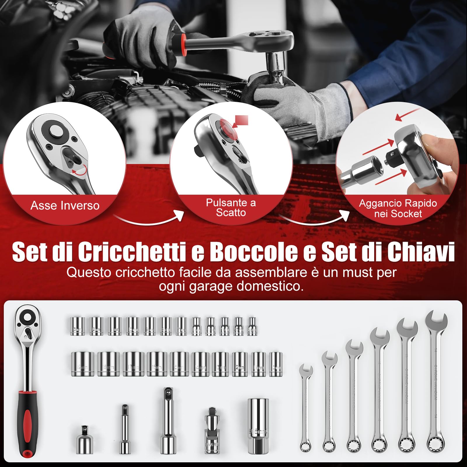 Sundpey Cassetta Attrezzi Completa 132 Pezzi - Set di Attrezzi Professionali per Auto - Kit Smontaggio Pannelli Auto - Set Attrezzi da Lavoro con Cassetto per la Casa e la Riparazione Fai Da Te