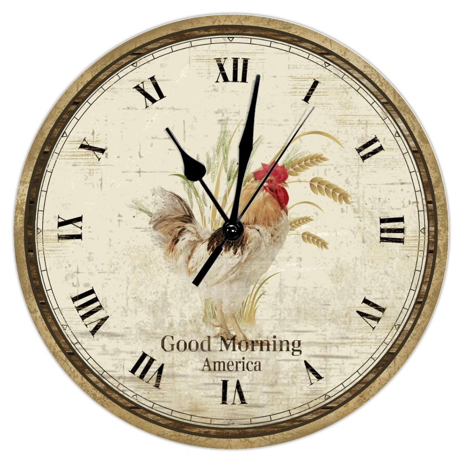 Horloge murale coq silencieuse de 38 cm contre les bruits de tic-tac