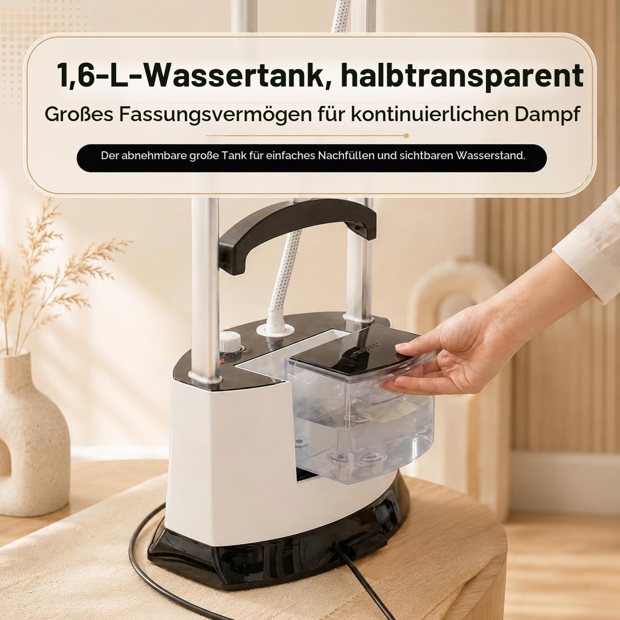 Dampfglätter Station: 1400 W Vertikaler Steamer und Dampfglätter Mit Ständer 6 Bar 95 g Min 1 6 L Wassertank Faltbares Bügelbrett für Kleidung Hemden Familienwäsche Alltag Zuhause