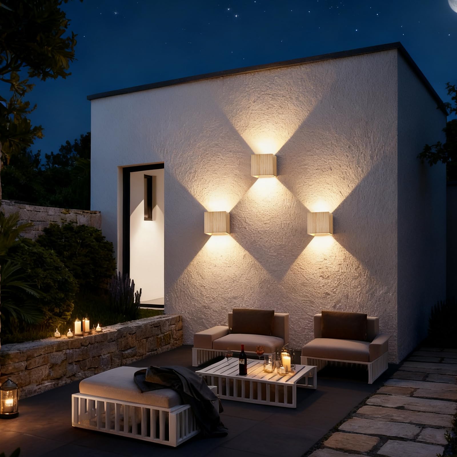 LED Wandleuchte Innen Holz Wandlampe, Dimmbar Wandleuchte Holz Vintage 6W LED Wand 3000K/4000K/6000K Weiß Up Down Flurlampe Einstellbar Abstrahlwinkel Holzlampe für Wohnzimmer Flur, 2PCS
