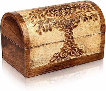 Handmade Wooden Jewelry & Keepsake Box, Decorative Storage Box, 9 x 6 Inch