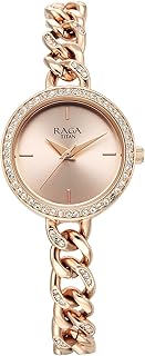Titan Raga Round Shaped Rose Gold/Copper Dial Women Watch with Brass Strap