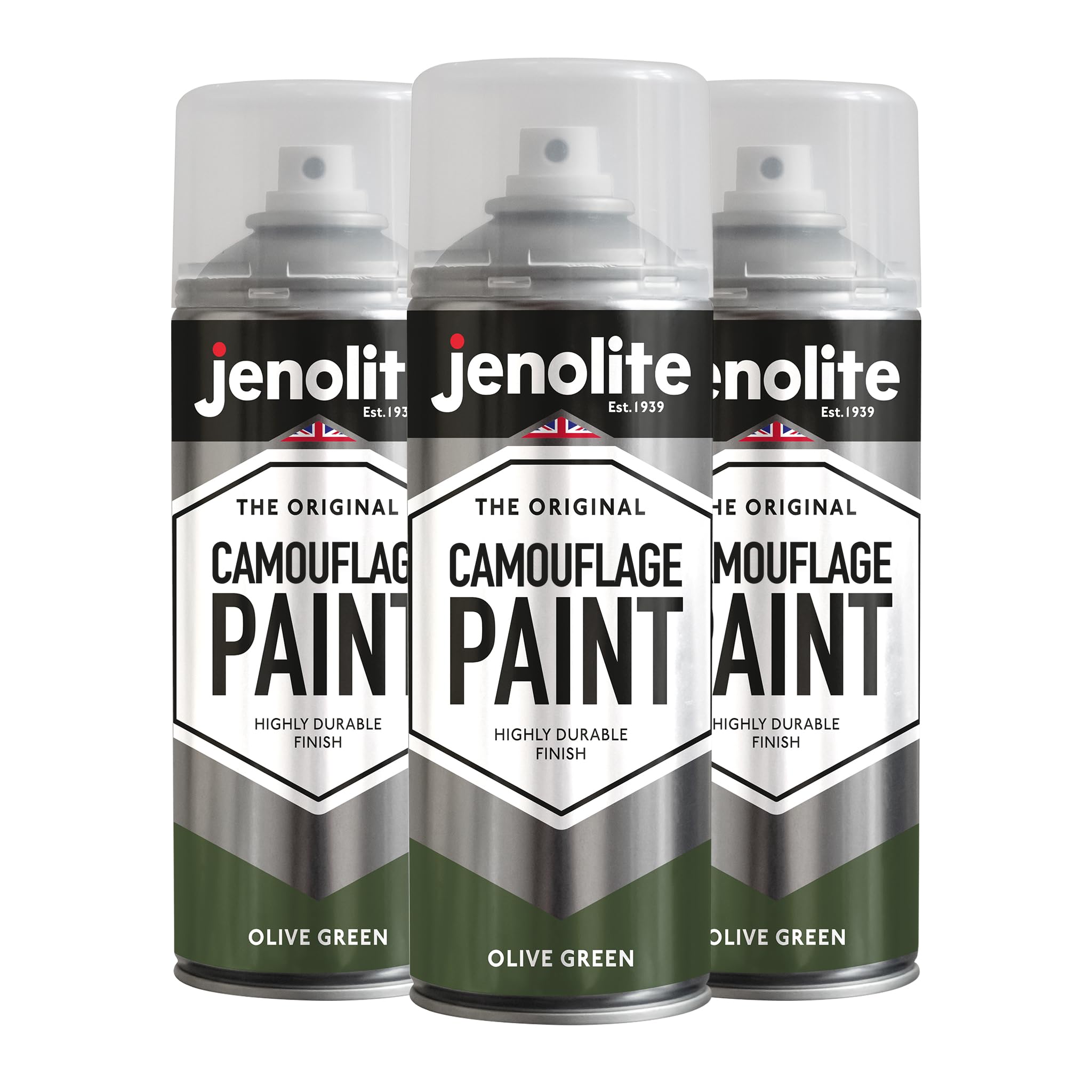 Jenolite Olive Green Army Camouflage Paint | 3 X 400Ml (Ral 6003) | Ideal For Model Making, Paintball, Airsoft, Military Vehicles