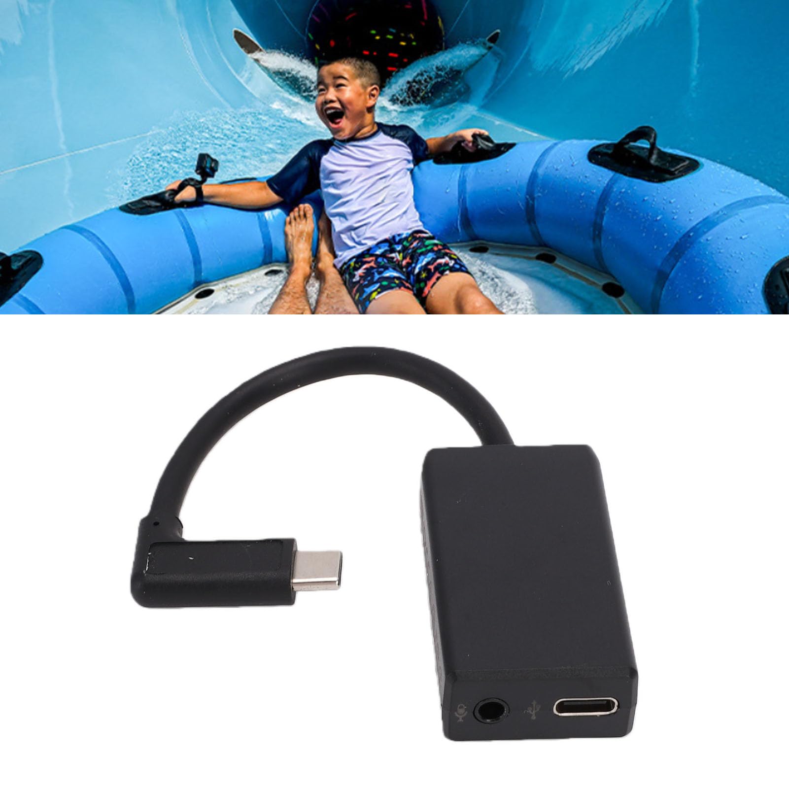 Jiawu Adattatore Audio da USB a Jack da 3,5 Mm, Adattatore per Microfono Esterno per Action Cam, Adattatori per Microfono con Connettore a 90 Gradi, Supporto per Stereo