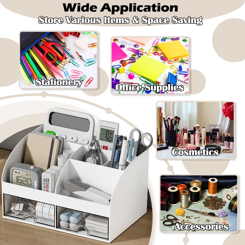 Organisateur De Bureau 4 Tiroirs Empilables - Blanc, Noir, Rouge, Vert - 18,5x20x7,5 Cm - Pour Rangement Papier, Maquillage, Fournitures - 6