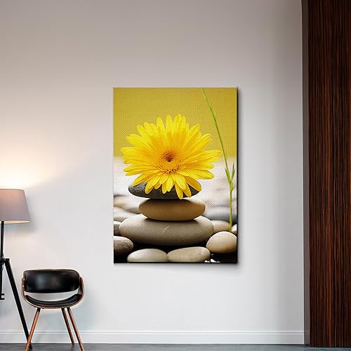 Miniatura 3 de Genius Decor, Modern Yellow Gray Bathroom Wall Art, Decor Zen Flowers, Pictures Canvas Print Relax Soak Unwind, Flower Art, Art prints Rock, yellow