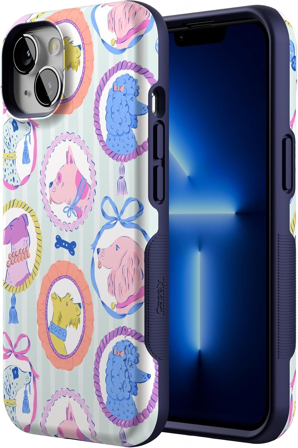 Casely iPhone 13 Case | Chateau Pups | French Dog | Bold Protective Design | Compatible with MagSafe
