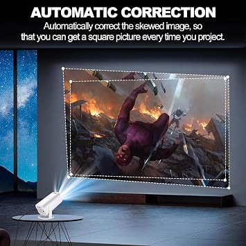 Mini Projector with WiFi6 and Bluetooth, Portable Smart Home Movie Projector 4K 1080P Support, 180Rotatable Smart Outdoor Projector for Phone/TV Stick/Laptop