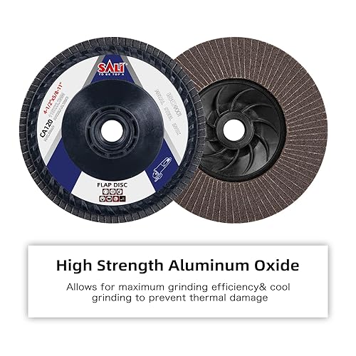 Miniatura 3 de SALI Paquete de 10 discos de aleta de grano 120 de 4.5 pulgadas x 5/8-11, disco de lijado tipo bisel #27, amoladora angular de grado premium e