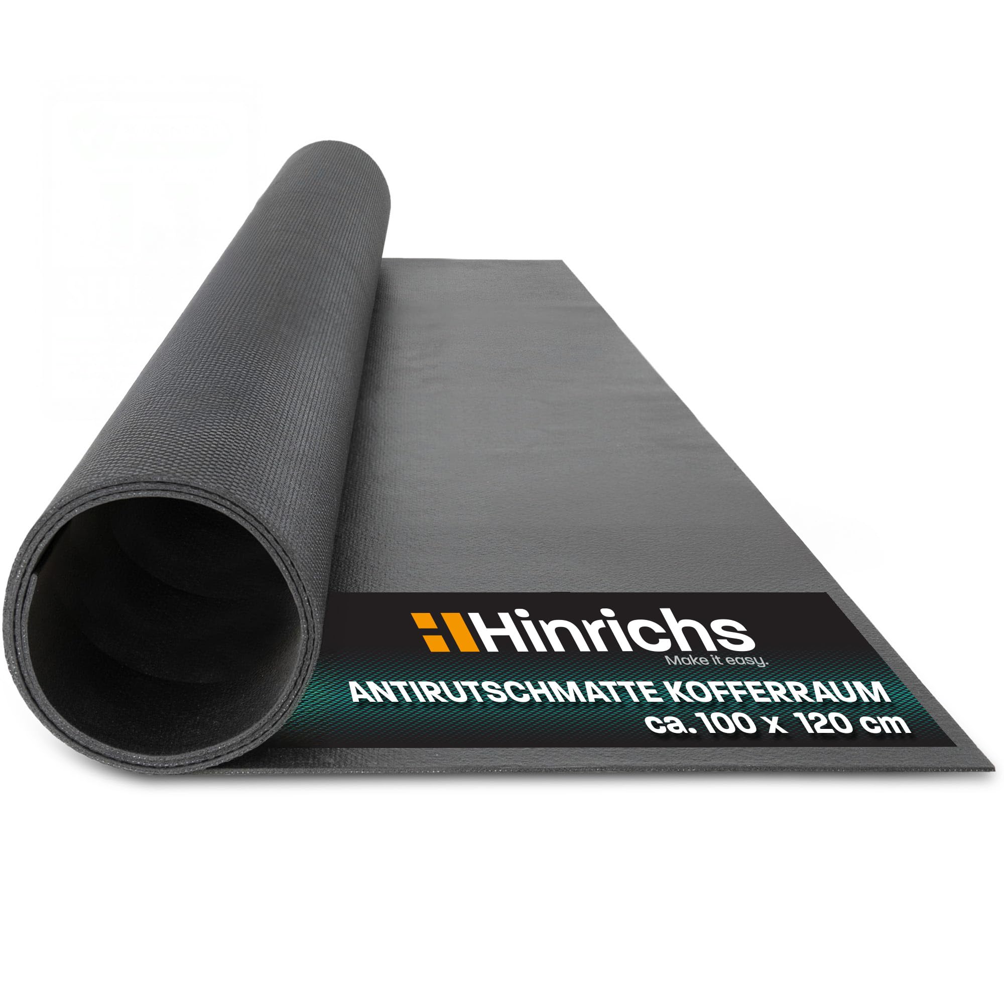 Hinrichs Antirutschmatte Auto 120 x 100 cm - Kofferraummatte zuschneidbar - Anti Rutsch Matte, Schmutzfangmatte & Schubladenmatte - Gummimatte Kofferraum - rutschfeste Unterlage für Hundebox
