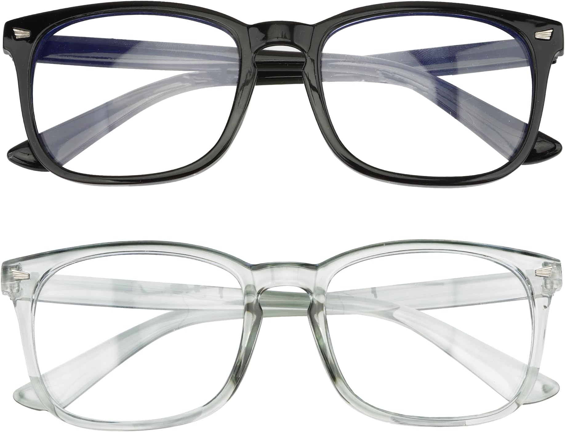 ZNHIS Blue Light Glasses, Blue Light Blocking Glasses, 2 Pack, Clear Glasses, Clear Bluelight Glasses, Blue Light Glasses for Women Men, Anti-Eyestrain UV Glare Glasses (Black + Gray)