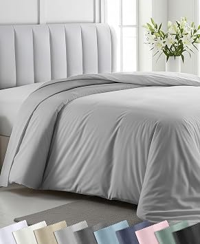 California Design Den Luxury King Duvet Cover, Light Grey