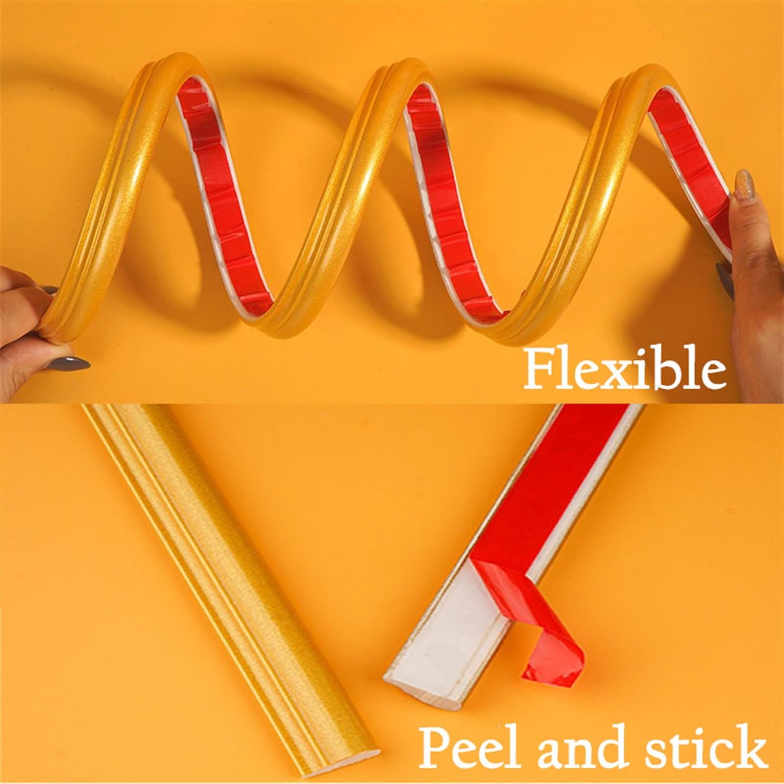Moldura de pared flexible de 16.4 pies | Diseño autoadhesivo de despegar y pegar | Moldura de pared para decoración de esquina | Decoración del hogar DIY en el marco del espejo de la puerta del
