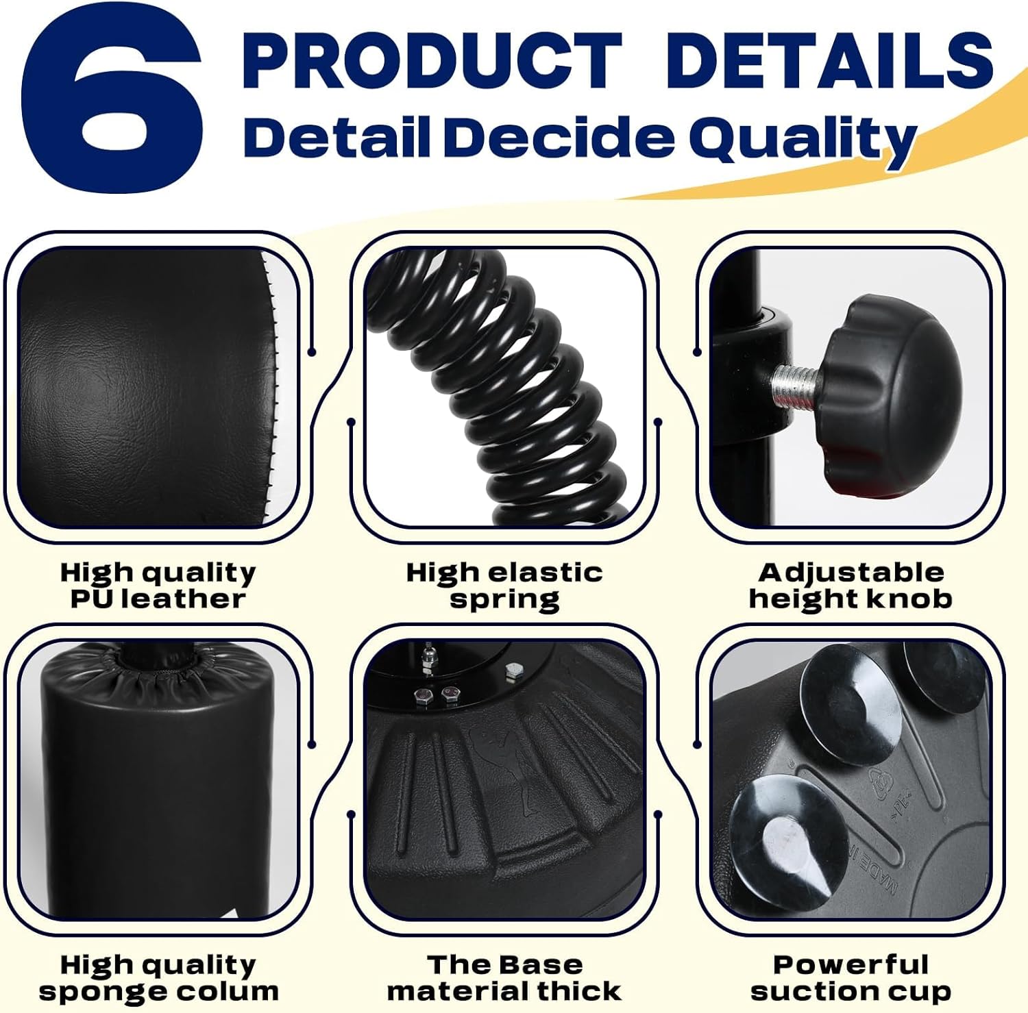 82IN Boxing Speed Trainer - Featuring Punching Bag Spinning Bar, Training Boxing Ball with Reflex Bar, Adjustable, and Suitable for Adults (Black White) - Image 5