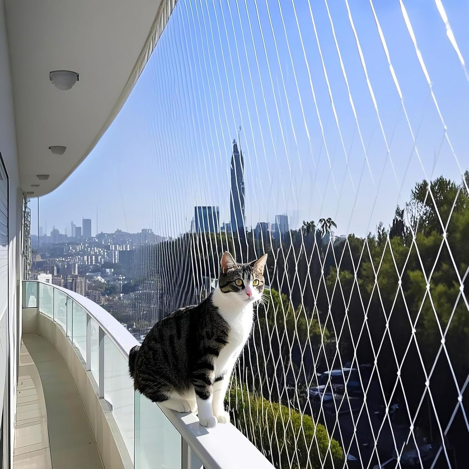 Rete per Gatti, 3x10m Rete Invisibile Protezione Balcone per Gatti, Resistente ai Morsi, Ai Raggi UV e alle Intemperie, per Balconi, Scale, Terrazzee e Finestre