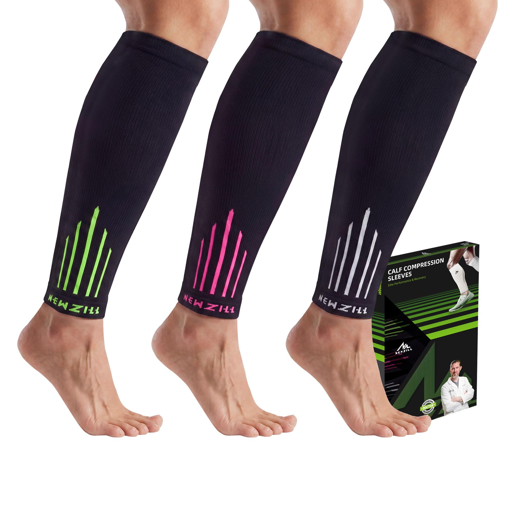 NEWZILL Compression Calf Sleeves (20-30mmHg) for Men &amp; Women Perfect Option to Compression Socks for Running Travel Nursing
