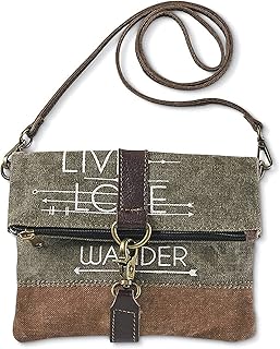 Live Love Wander Upcycled Canvas Crossbody Bag | Earth Friendly Material...