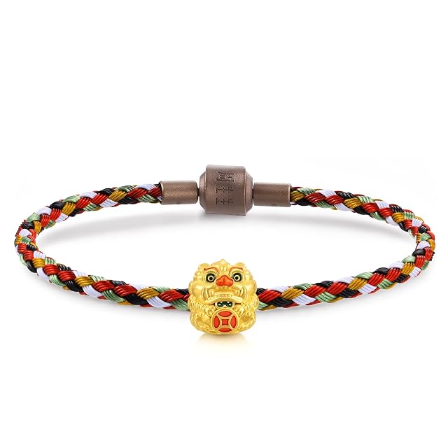 Chow Sang Sang CHOW SANG SANG 999 24K Gold Charme Cultural Pixiu Mini Charm Bracelet for Women 92624C (Gold, 17 CM)