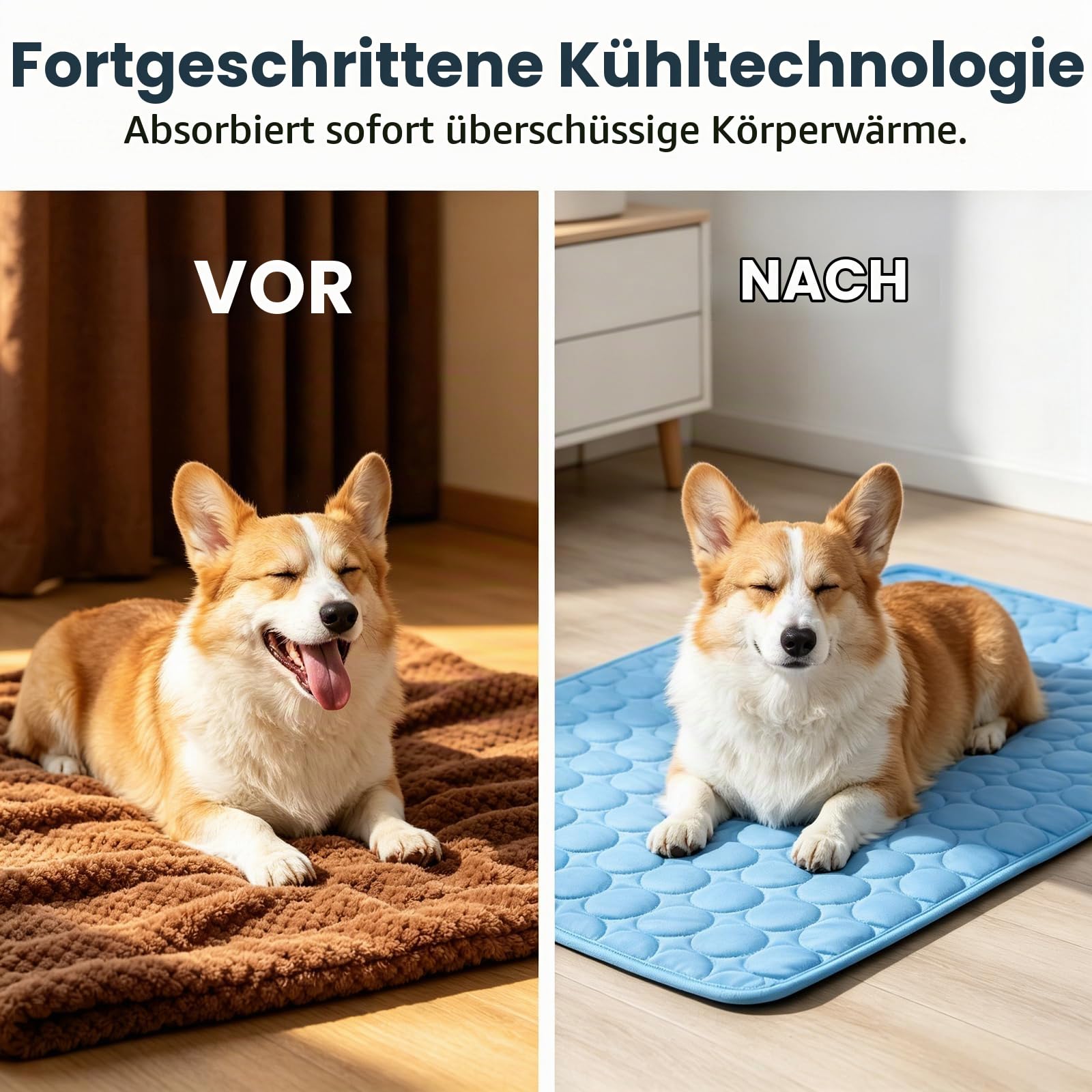 Generisch Kühlmatte selbstkühlend für Hund Und Katze, Neu Selbst Kühlende Hundematte Sommer, rutschfest, Tragbar Waschbar Pet Cooling Mat für Zuhause, Auto & Reisen