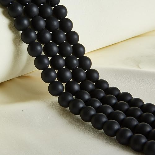 Miniatura 3 de 100 cuentas redondas sueltas de color negro mate de 0.236 pulgadas para manualidades y fabricación de joyas