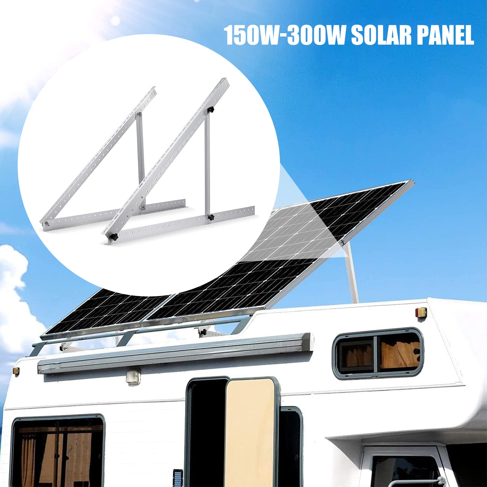 Supporto per pannello solare da 41", universale, per pannello solare da 200 W, 350 W, angolo di inclinazione regolabile, pannello solare, supporto inclinabile per barca, camper, ecc.