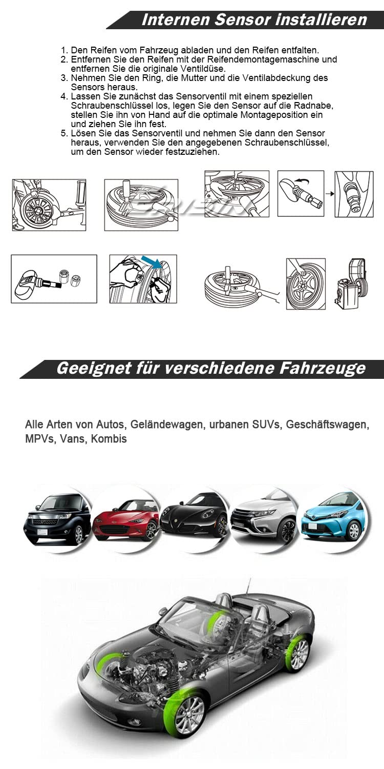 erisin Universal USB Reifendrucksensor Reifendruckkontrollsystem USB TPMS Modul Reifendruckprüfer mit 4 Interne Sensors für Android Autoradios