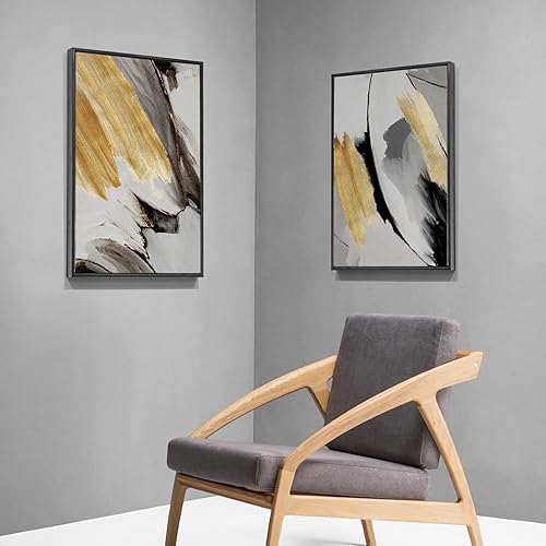 Miniatura 6 de SCOAGE Lienzo decorativo enmarcado para pared, juego de impresiones abstractas de graffiti con líneas de trazos de tinta, pósteres de pinturas