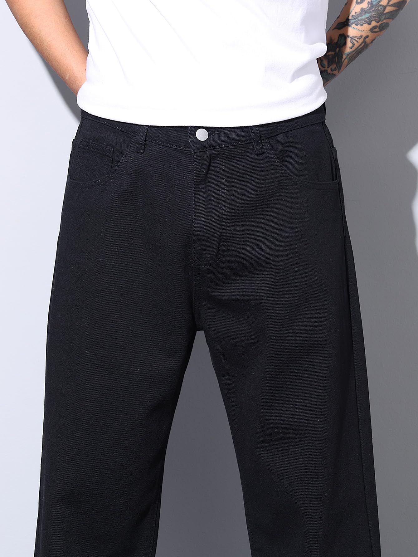 Baggy Jeans Männer Joggerbund Kordelzug Y2K Streetwear Relaxed Skate | leichte 2000er-Jinco,Straight Leg,Maschinenwäsche,Basic-5-Pocket,Hip-Hop,Jeansstoff,lockere Passform