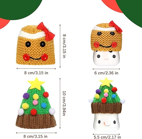 Miniatura 2 de Aoriher 4 piezas de taza de malvavisco de Navidad, sombrero de ganchillo para taza de ganchillo, mini taza de punto, tazas de cacao, decoración para