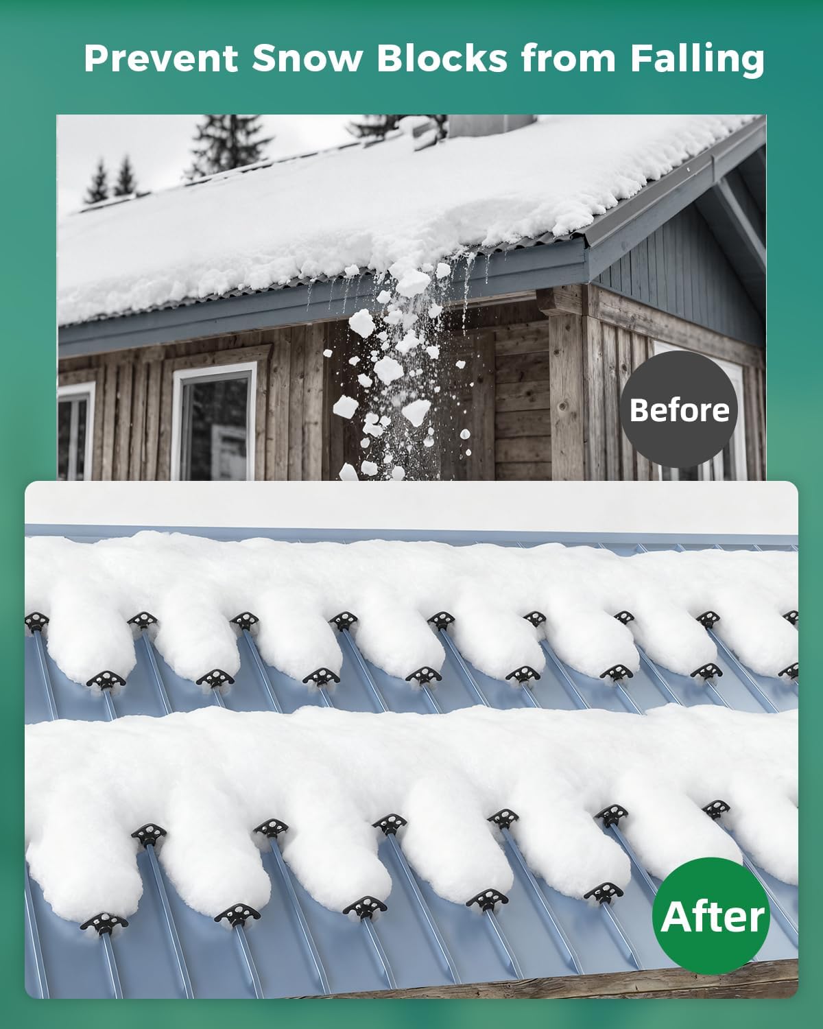 20 Pack Snow Guards for Metal Roofs, Plastic Ice Guard for Standing Seam Metal Roofing Prevents Roof Snow from Accumulation (Includes Set Screws)