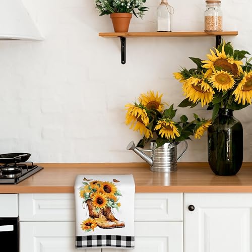 Miniatura 4 de Bencailor Juego de 6 toallas de cocina de microfibra étnica geométrica marrón africana, toallas de mano absorbentes y decorativas para platos del