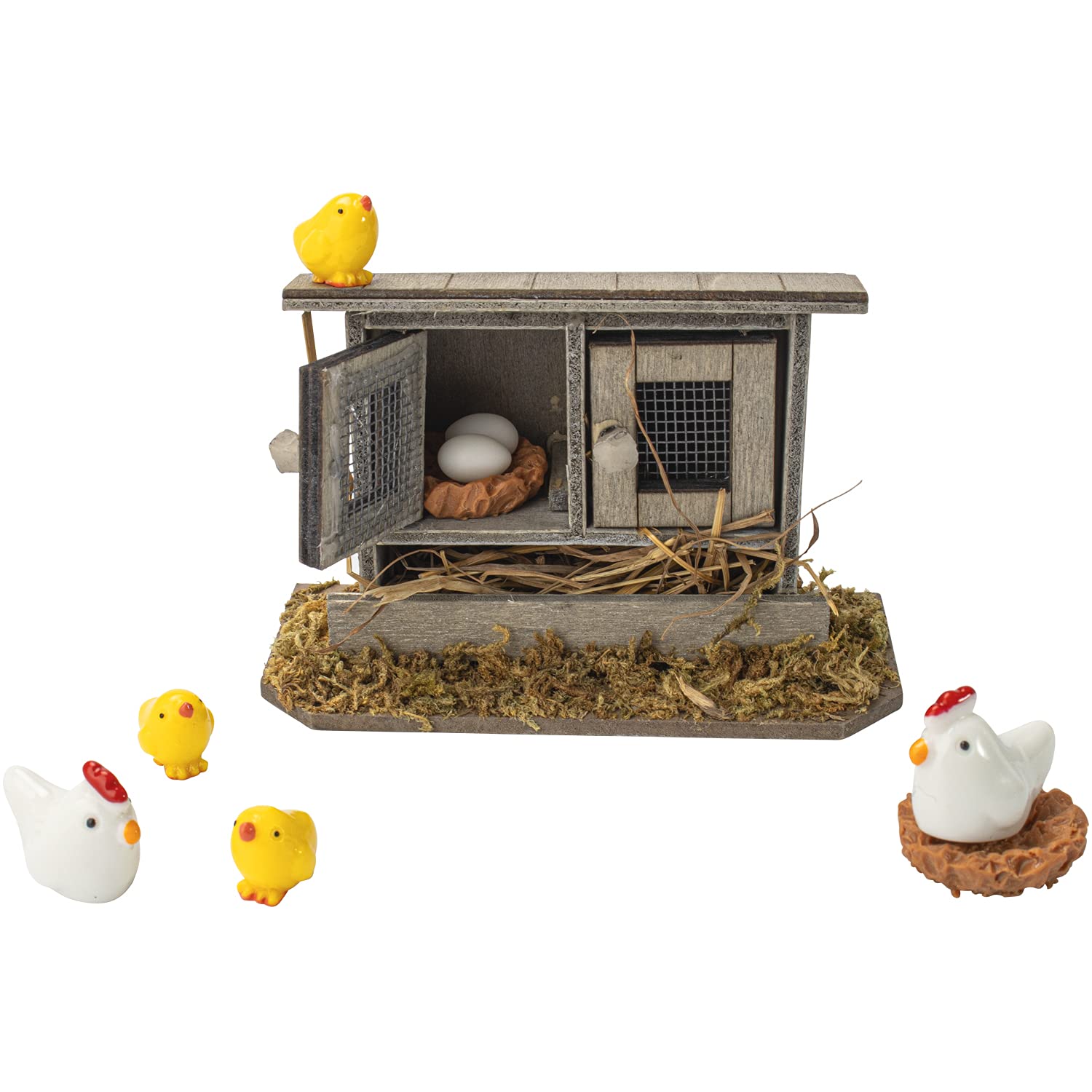Amazon.com: Hiawbon Miniature Retro Wooden Chicken Coop Mini Family  Chicken,Hen,Chick,Egg,Chicken Nest Ornament Micro Landscape Fairy Garden  Decor : Patio, Lawn & Garden