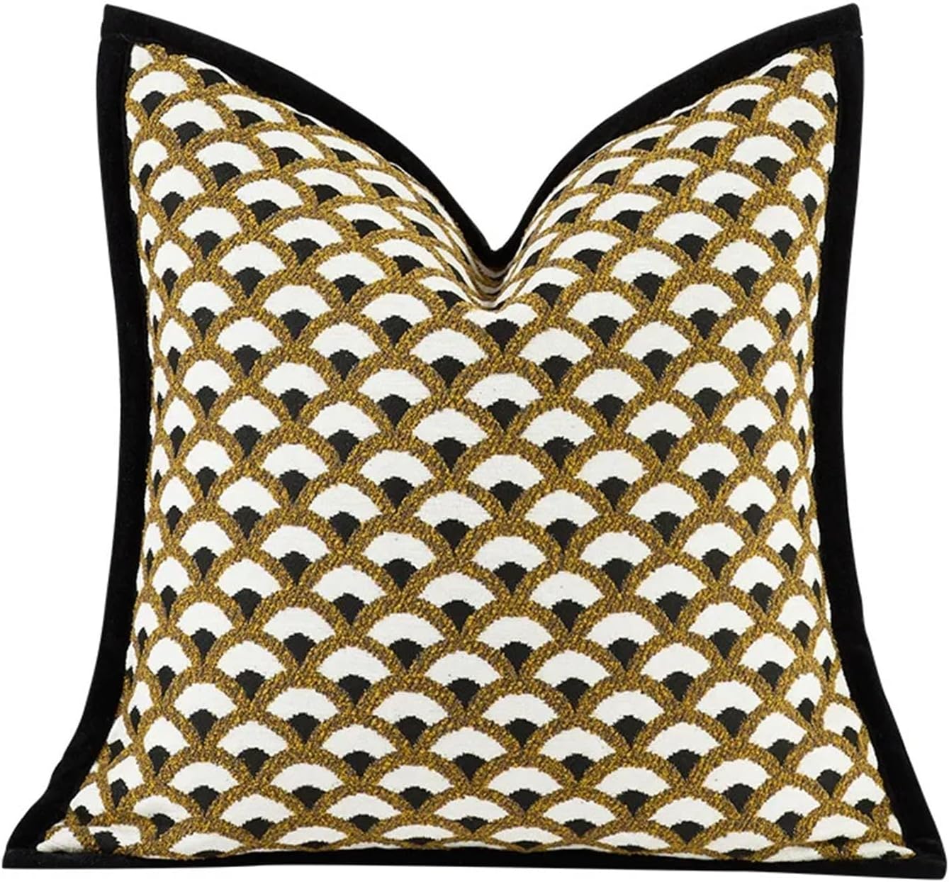 フレンチヴィンテージイエローシェル柄クッションカバー ソファ用装飾 シェニールクッションカバー 18&times;18インチ(B,45x45cm