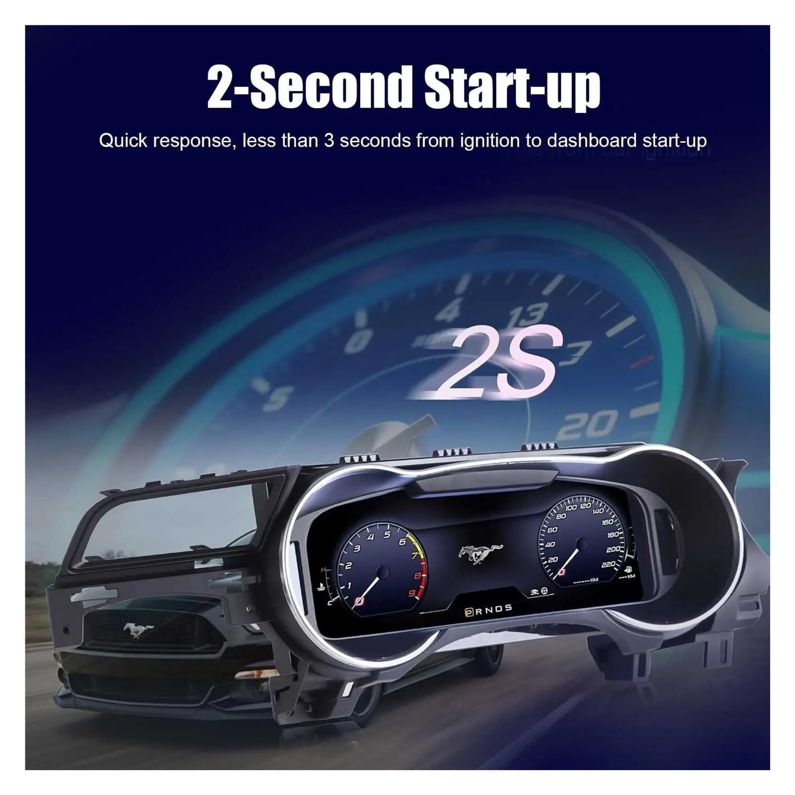 Panel de instrumentos digital de 12,3 pulgadas compatible con Ford Mustang (2015-2021), odómetro, tacómetro y compatibilidad con iOS y Carplay.(LHD)