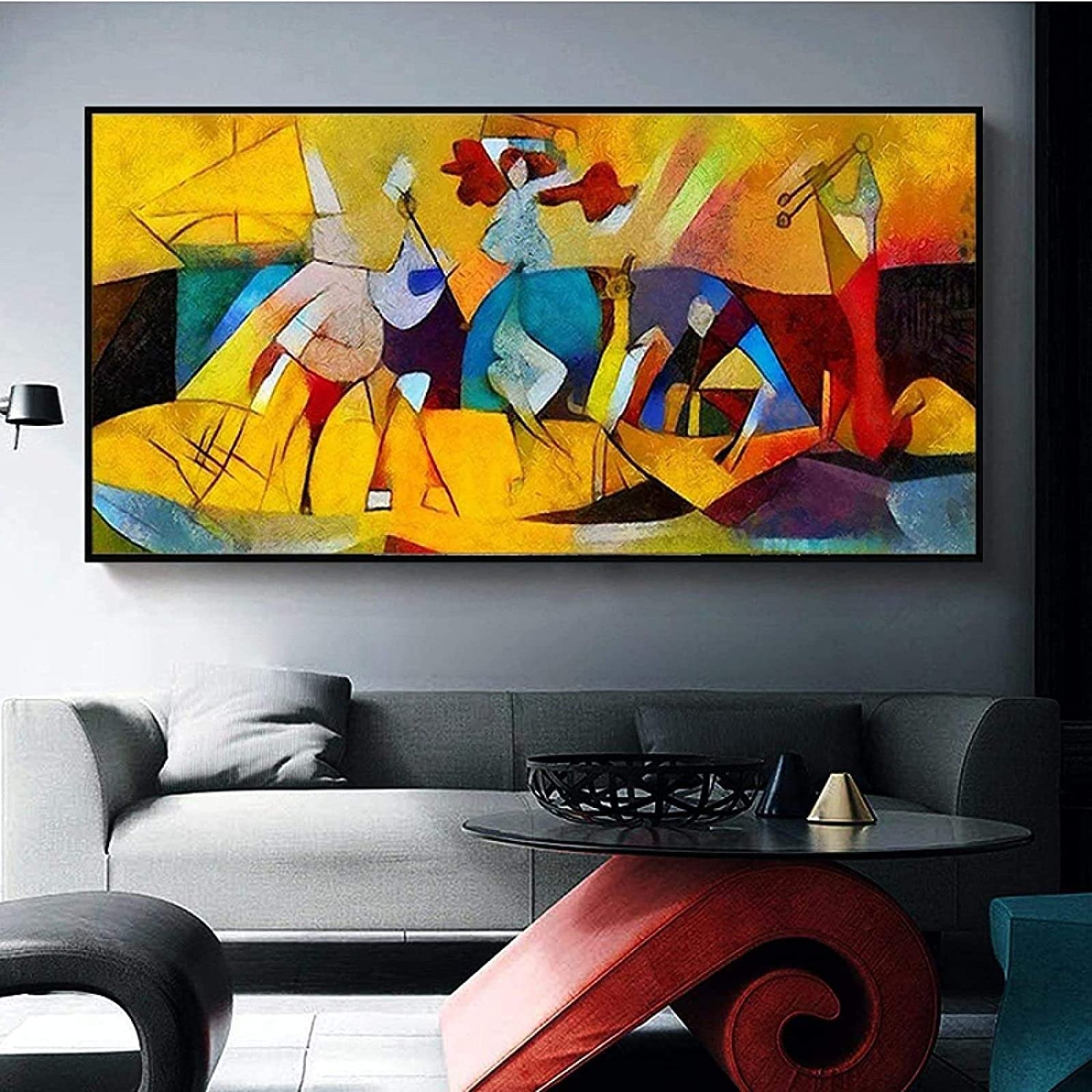 Amazon｜モダン抽象ピカソ絵画インテリアポスターとキャンバステーブル