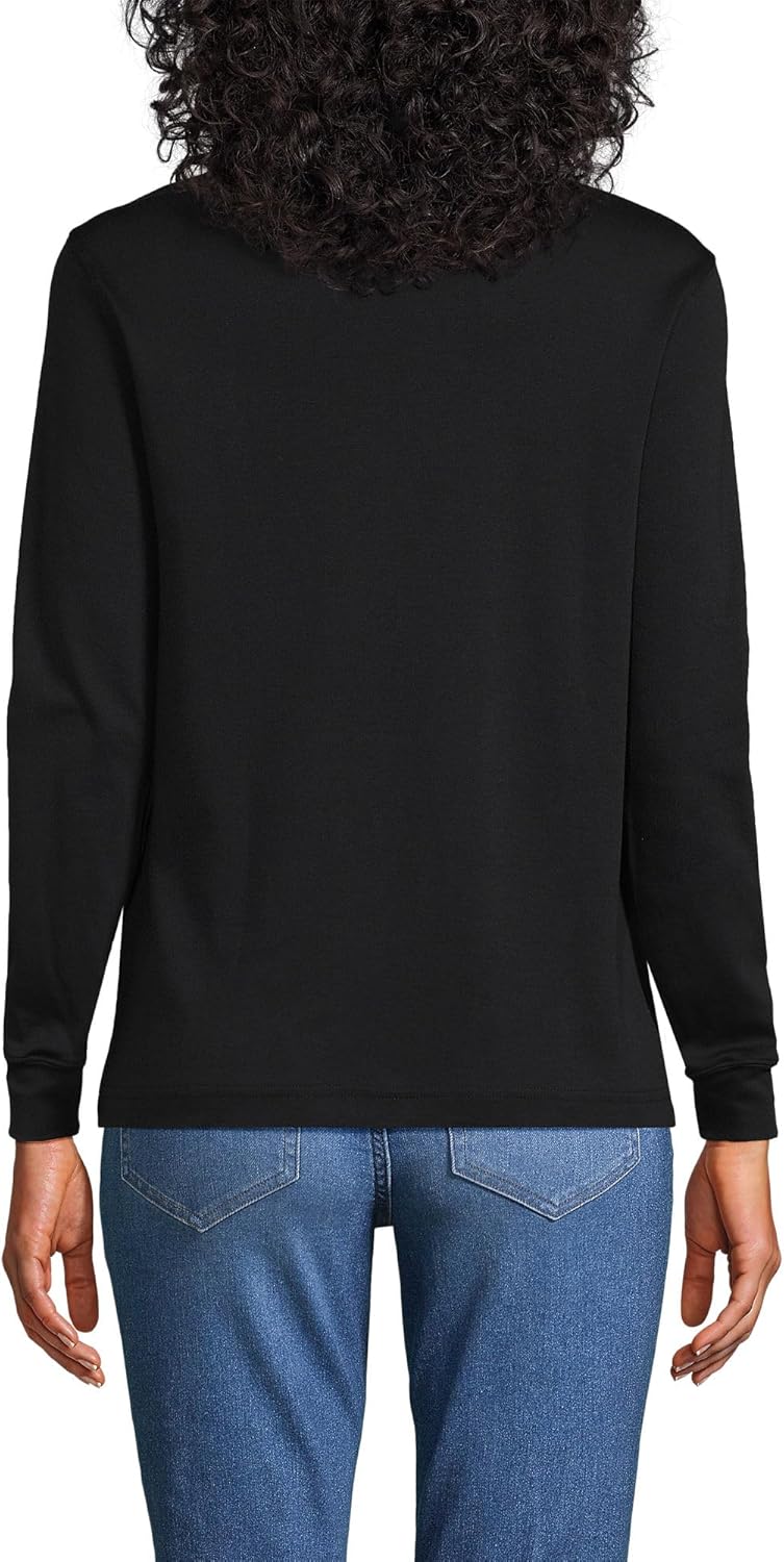 Lands' End Women's Long Sleeve American-Grown Supima Cotton Mock Turtleneck Shirt