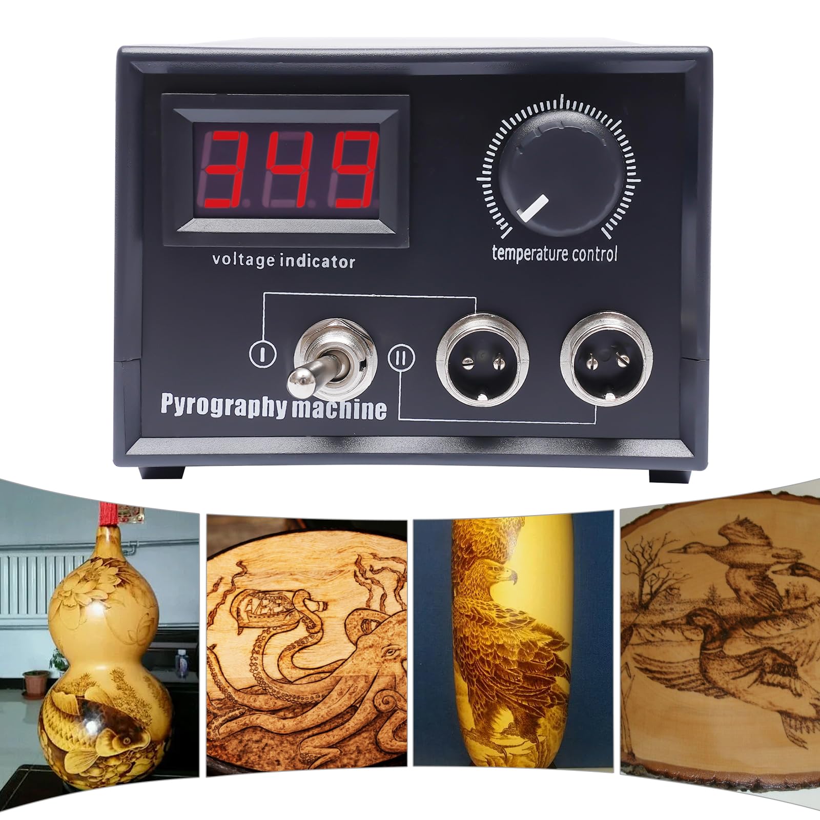 Pirograbado 60 W profesional pirograbadora Set con alambre de alta impedancia DIY, temperatura Regolabile ≤750 °C, estación de combustión de madera para madera/cuero/corcho