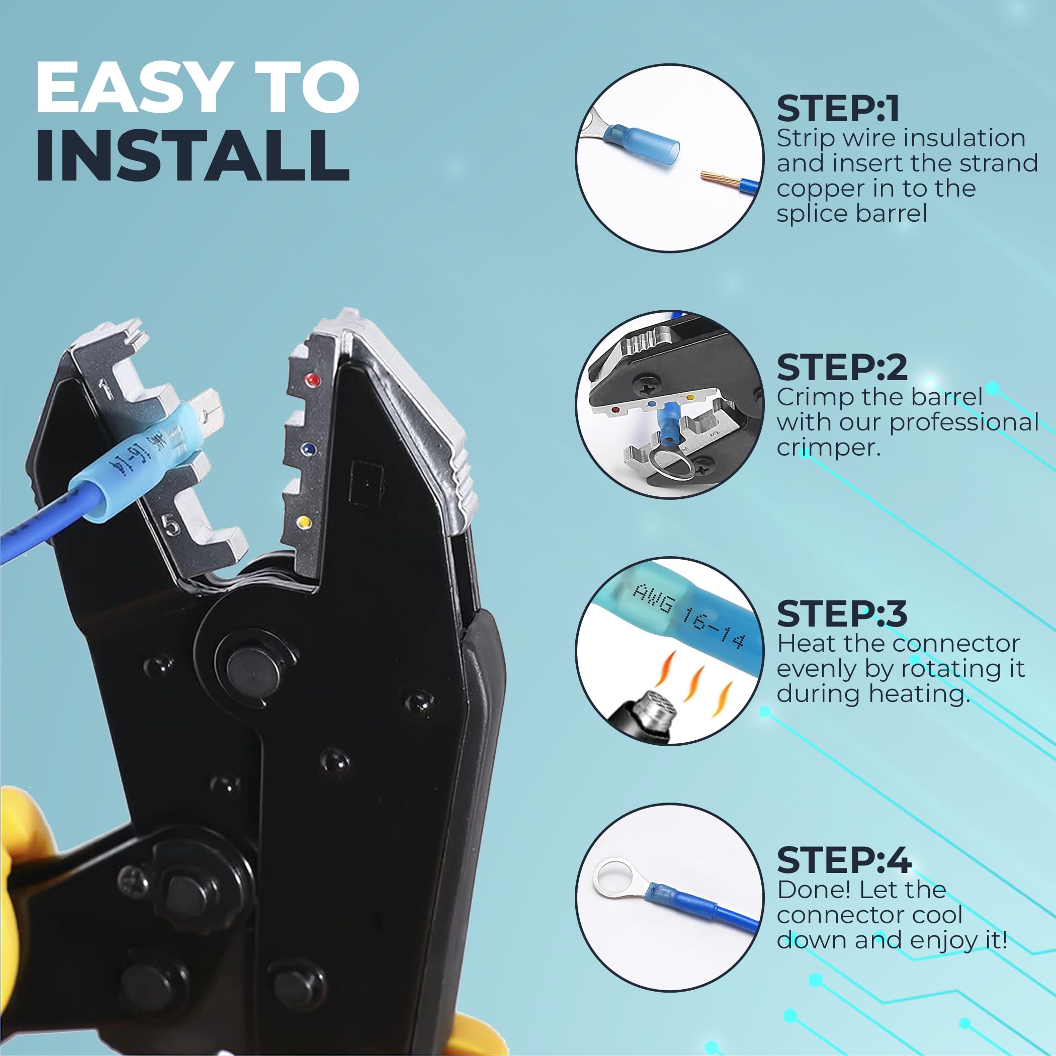 Kit di 96 connettori termorestringenti per cavi, terminali elettrici impermeabili, anelli isolati, ideali per progetti elettrici leggeri, applicazioni fai da te e hobby