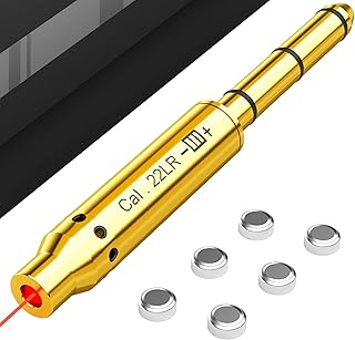 Bore Sighting Laser .22LR/.223/.177/.38SPL/9mm Caliber Red Dot, End Barrel Laser Boresighter with 2 Set of Batteries Bore Sighter Fit for Pistol, Rifle & Air Guns - Lyska