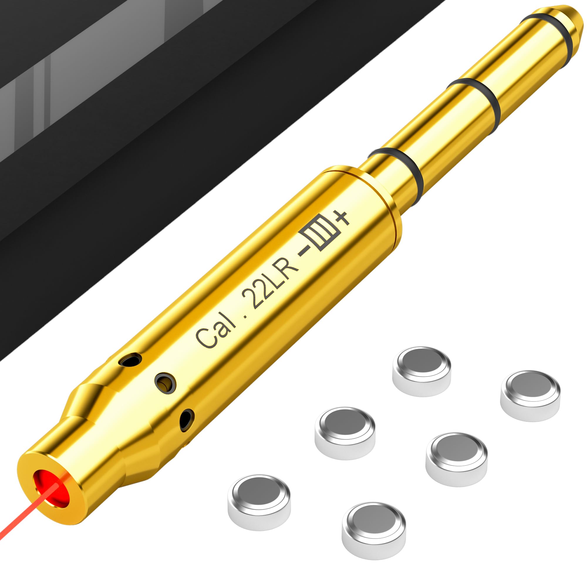 Bore Sighting Laser .22LR/.223/.177/.38SPL/9mm Caliber Red Dot, End Barrel Boresighter with 2 Sets of Batteries Beam Sighter Fit for Pistol, Rifle & Air Guns
