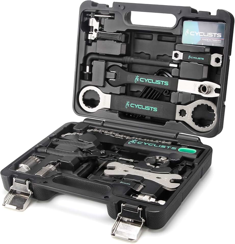 cyclists Kit de ferramentas de bicicleta de 23 peças – Compatível com caixa de ferramentas de reparo de bicicleta – Conjunto de ferramentas de manutenção de bicicleta de montanha/estrada com estojo de