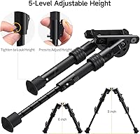 Vista 2 de Xaegistac Bípode de rifle ajustable de 5.7 a 8 pulgadas compatible con protector de mano M Lock, negro mate