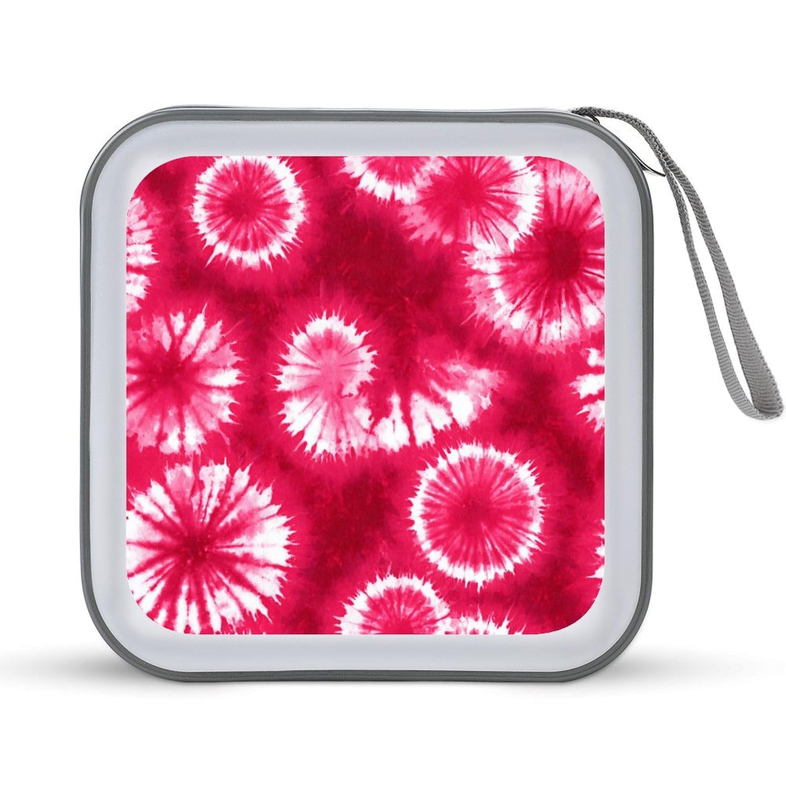 Jubonexis Red White And Hot Pink Tie Dye CD Case DVD Storage Case Portable for Car Home Travel