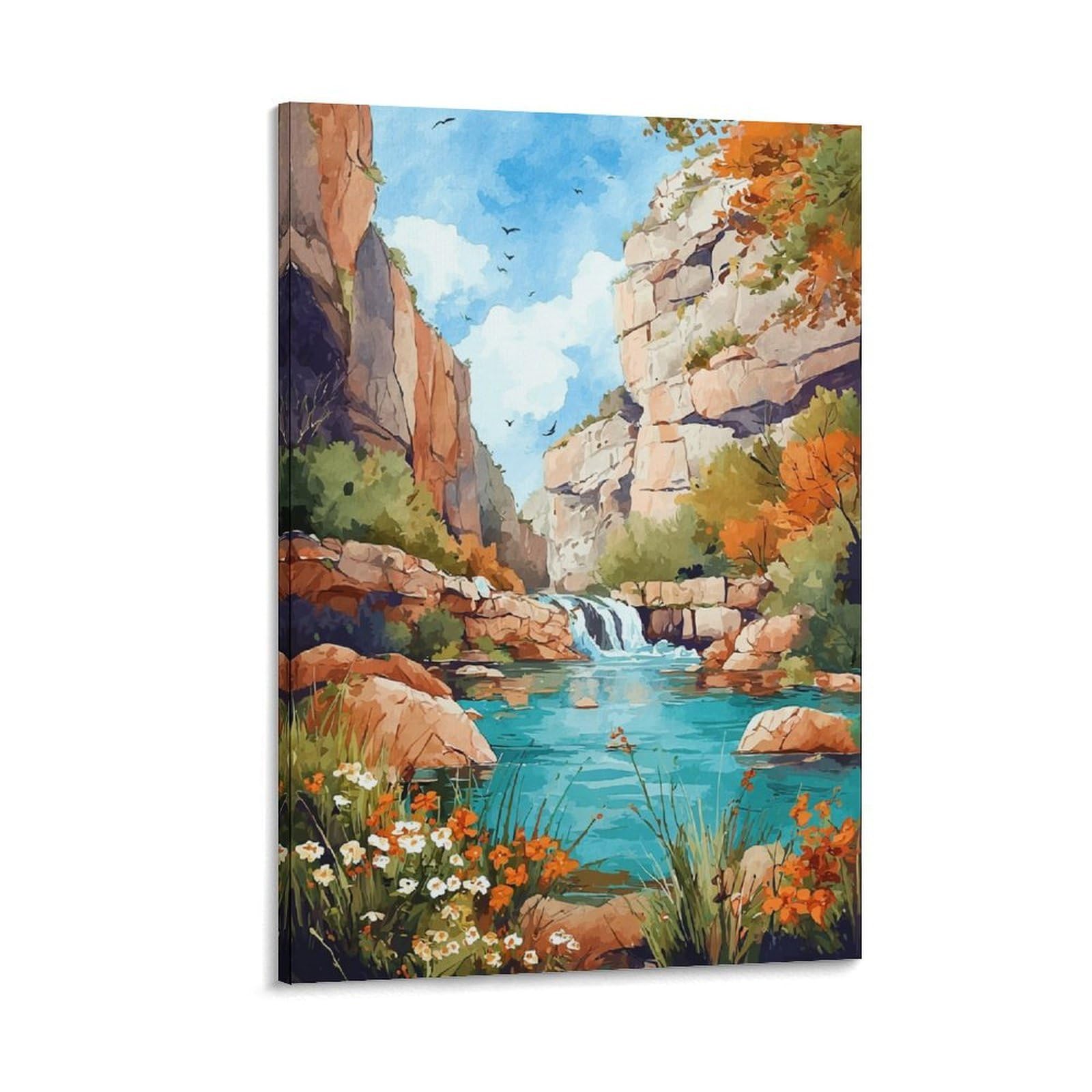 ZBBGGOZ Guadalupe River State Park Posters 24x36inch(60x90cm) Vintage Watercolor Canvas Art