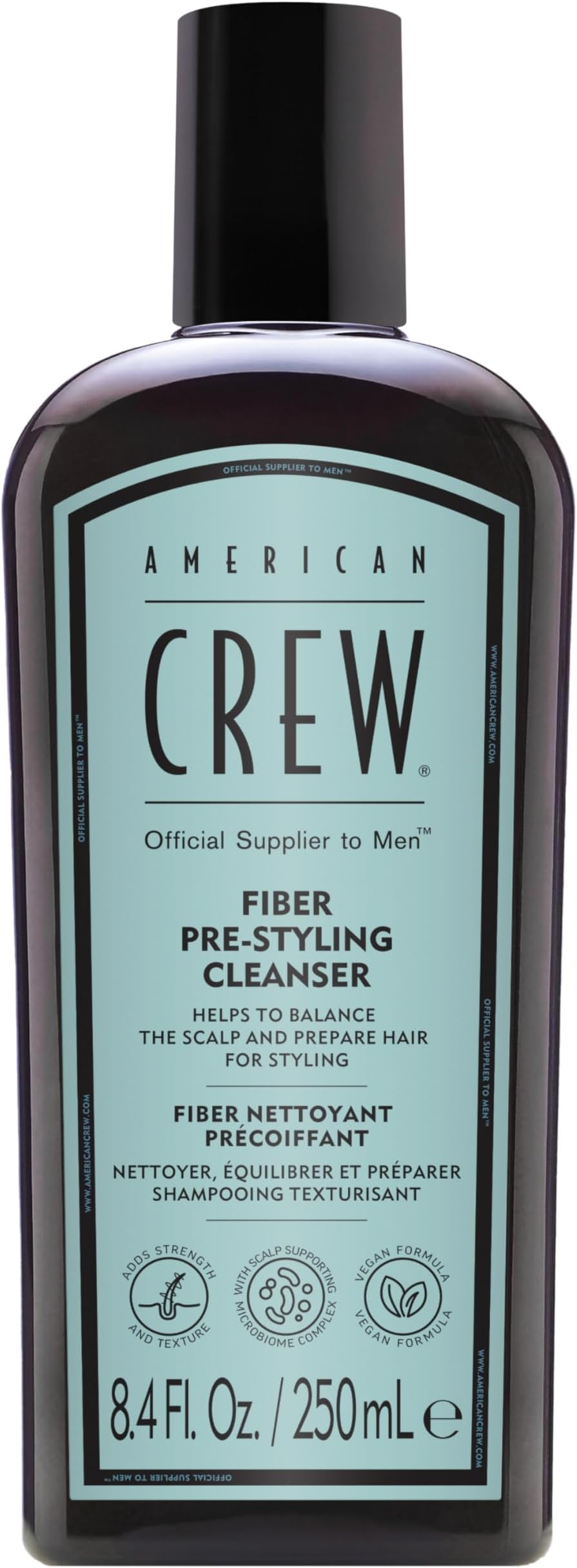 AMERICAN CREW Men's Pre-Styler Fiber Shampoo for Damaged & Fine Hair, Strengthening Shampoo, Adds Thickness & Shine, Vegan, 8.4 fl oz