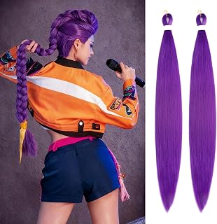 32 Inch Purple Braiding Hair 2 Pack Pre Stretched Braiding Hair Extension for Rumi Hair Braids Synthetic Dark Purple Hair Extensions for Stage Party Halloween Rumi Costume