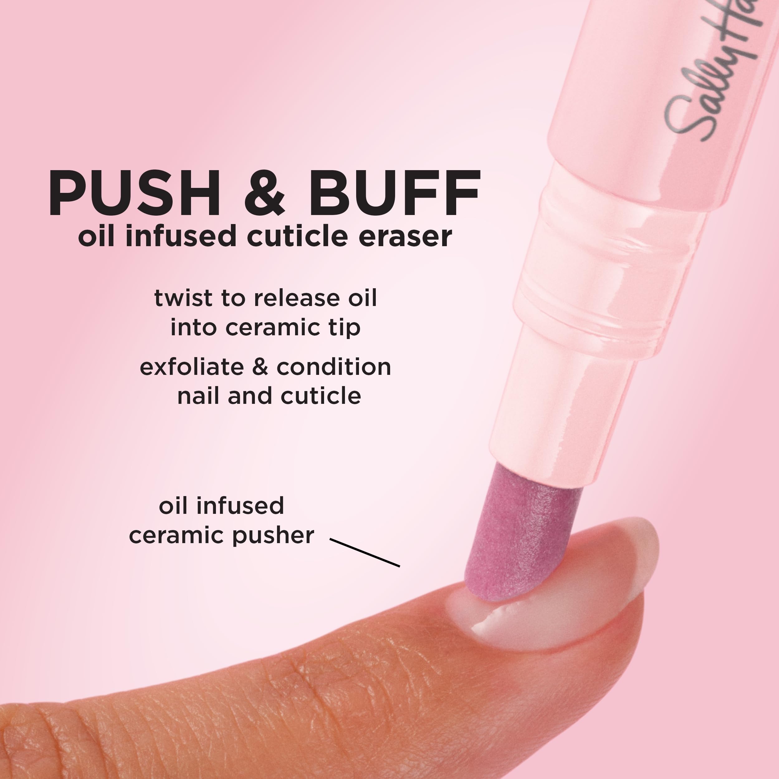 Sally Hansen Push & Buff 2-In-1 Pen​, Rimuovi-cuticole, Penna per cuticole, Preparazione per manicure