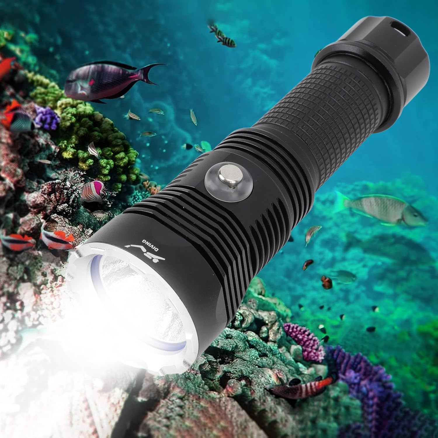 Diving Flashlight LED, IPX8 Waterproof 3000LM Infinitely Dimmable Light, 100M Depth for Scuba, Snorkeling, Cave Exploration, Lightweight Aluminum Dive Torch