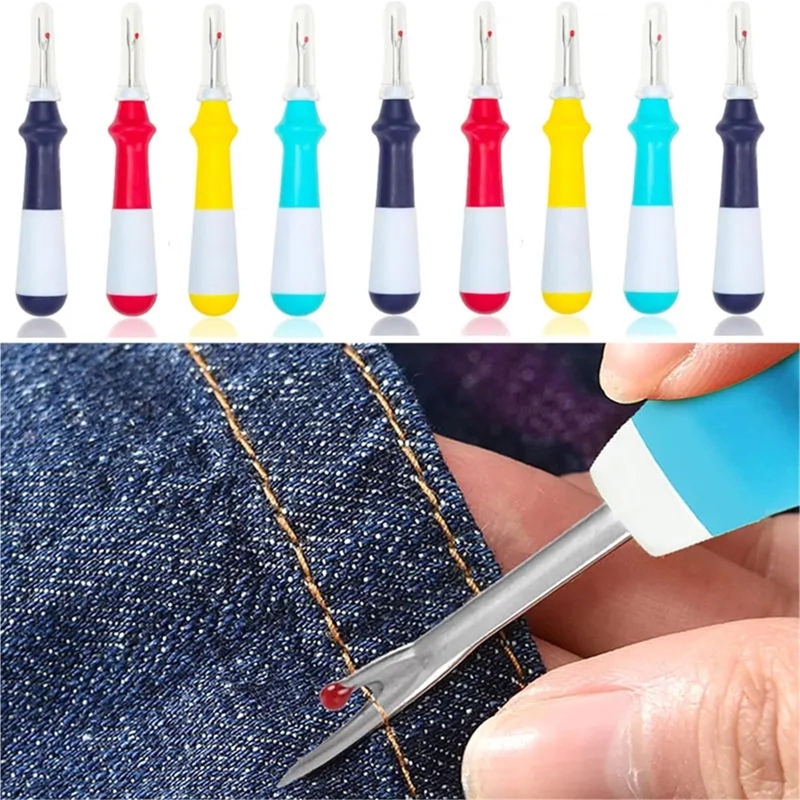 Destripadores de Costuras, 20 Piezas, Agarre ergonómico, Herramienta Colorida for Quitar Puntadas Hilo Grande for Manualidades Costura y eliminación dobladillos(Dark Blue)